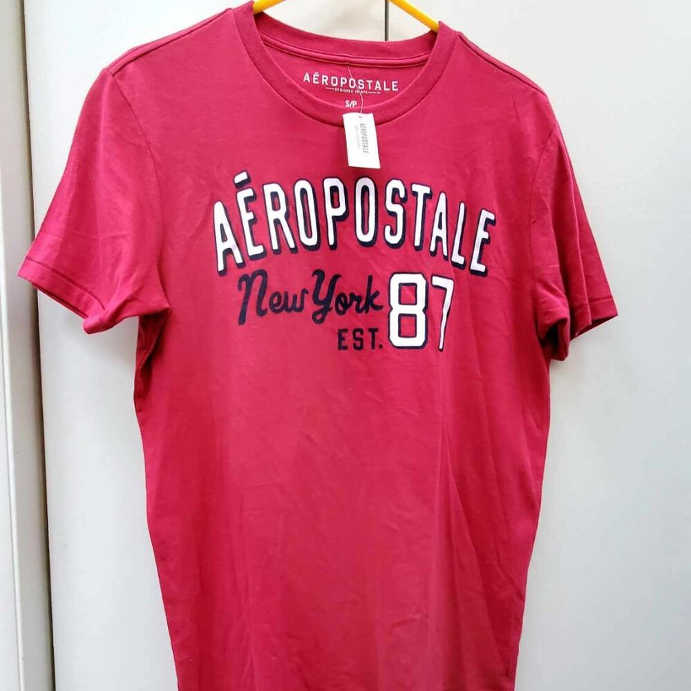 NWT Aeropostale Red / White Men T Shirt size SMALL Orig$40+Tax